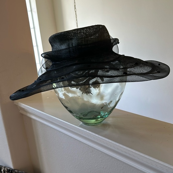 Da-Me Lace and Straw Large Brim Hat Sz s/m - Picture 1 of 6